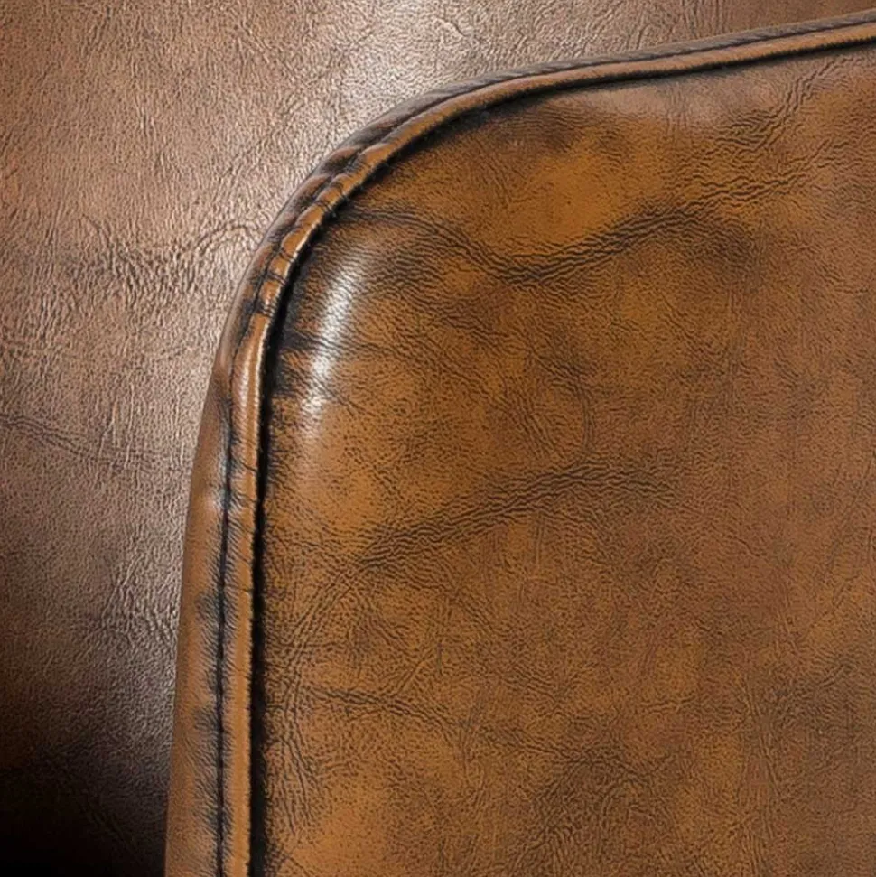 Retro Armlehnenstuhl aus braunem Kunstleder - Fulivia (2er Set)