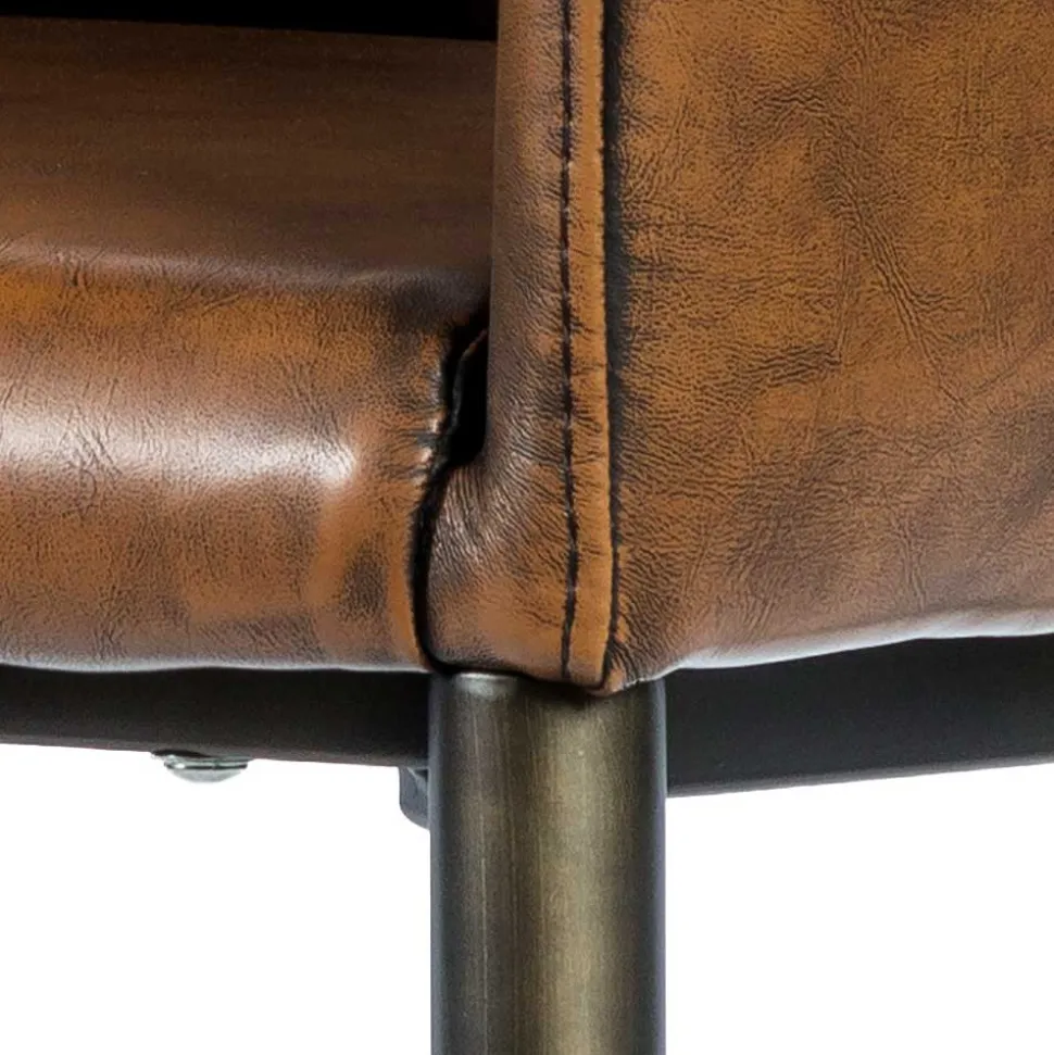 Retro Armlehnenstuhl aus braunem Kunstleder - Fulivia (2er Set)