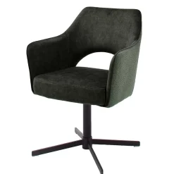 Retro Armlehnstühle in Oliv Grün Velours - Aldura (2er Set)