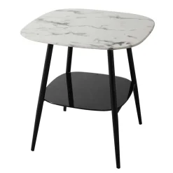 Retro Beistelltisch in Marmor Optik Weiß Grau - Salerno