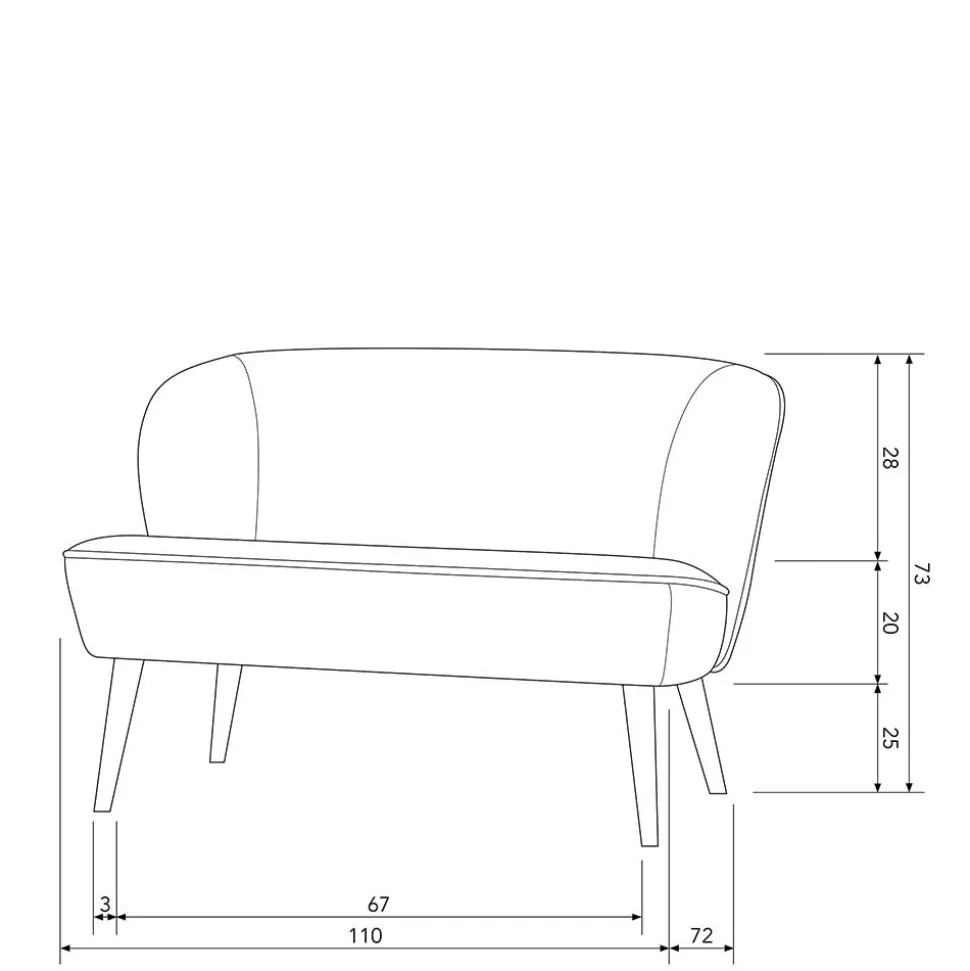 Retro Couch in Khaki Samtstoff - Griffina