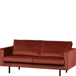 Retro Design 2er Couch in Rotbraun Samt - Enzing