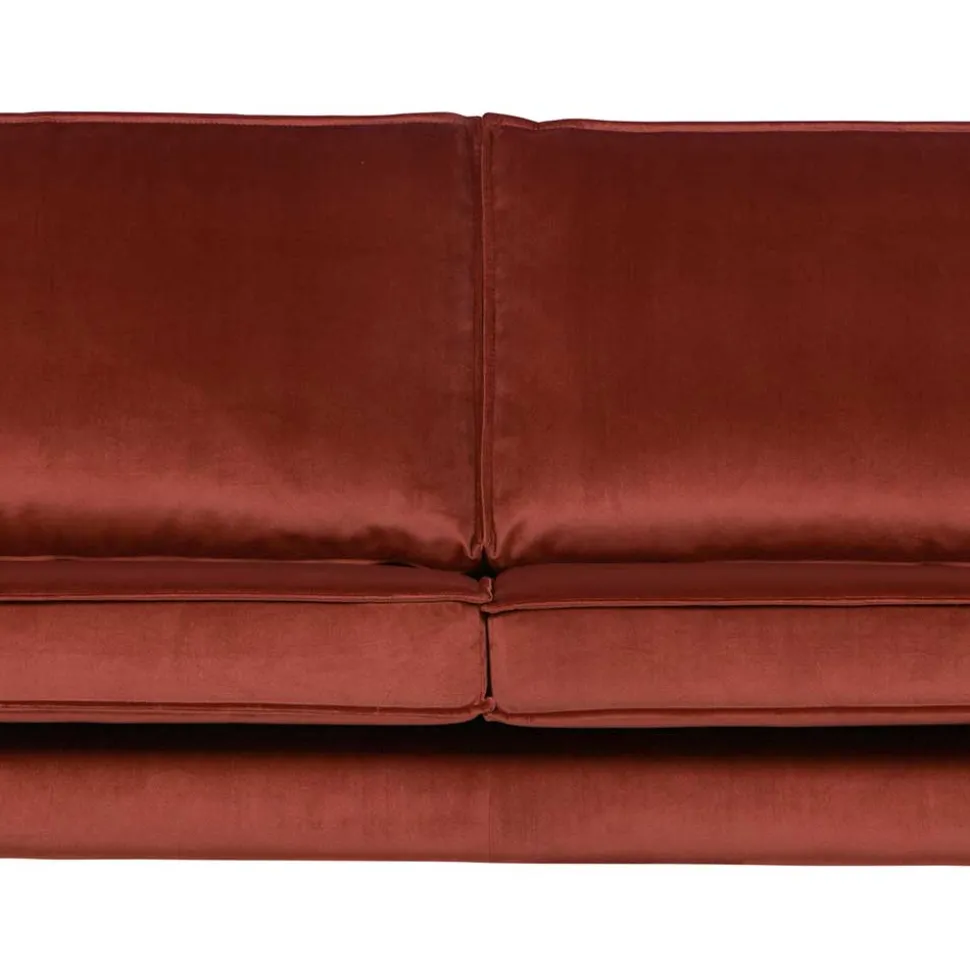 Retro Design 2er Couch in Rotbraun Samt - Enzing