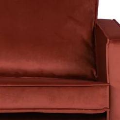 Retro Design 2er Couch in Rotbraun Samt - Enzing