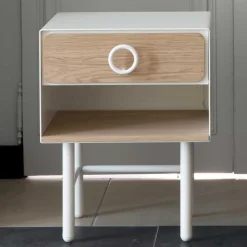 Retro Design Kommode in Weiß Eiche - Sumatra