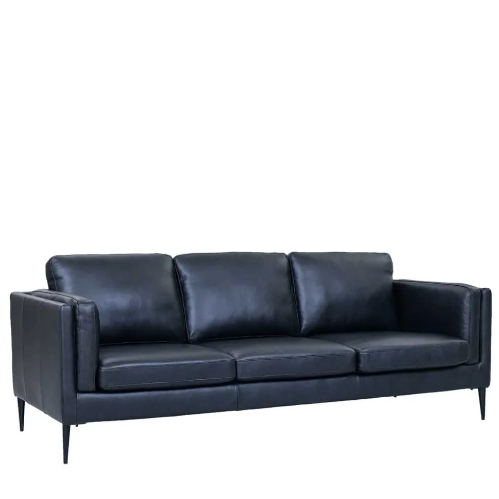 Retro Design Ledercouch in Schwarz - Griffina