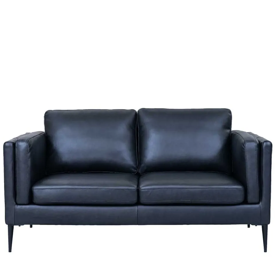 Retro Design Ledercouch in Schwarz - Griffina