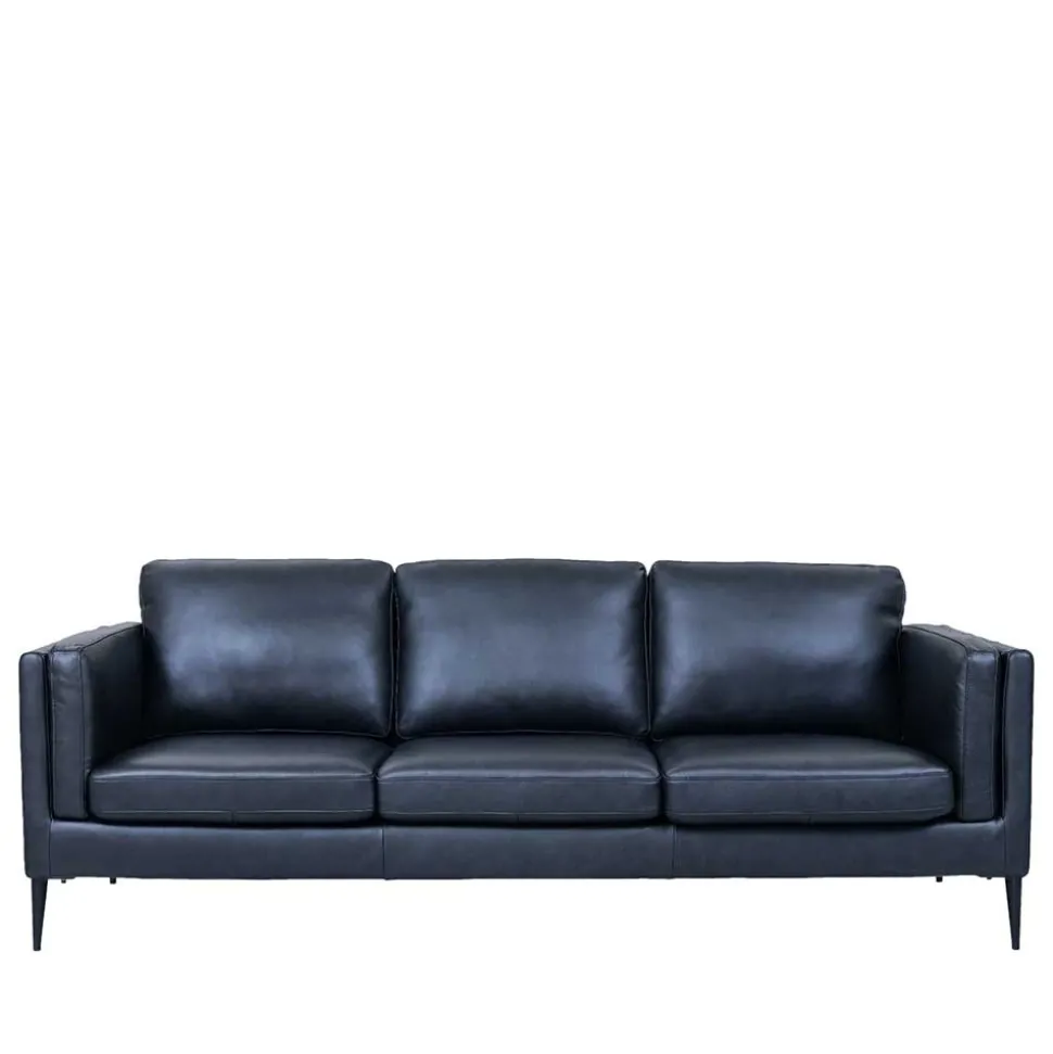 Retro Design Ledercouch in Schwarz - Griffina