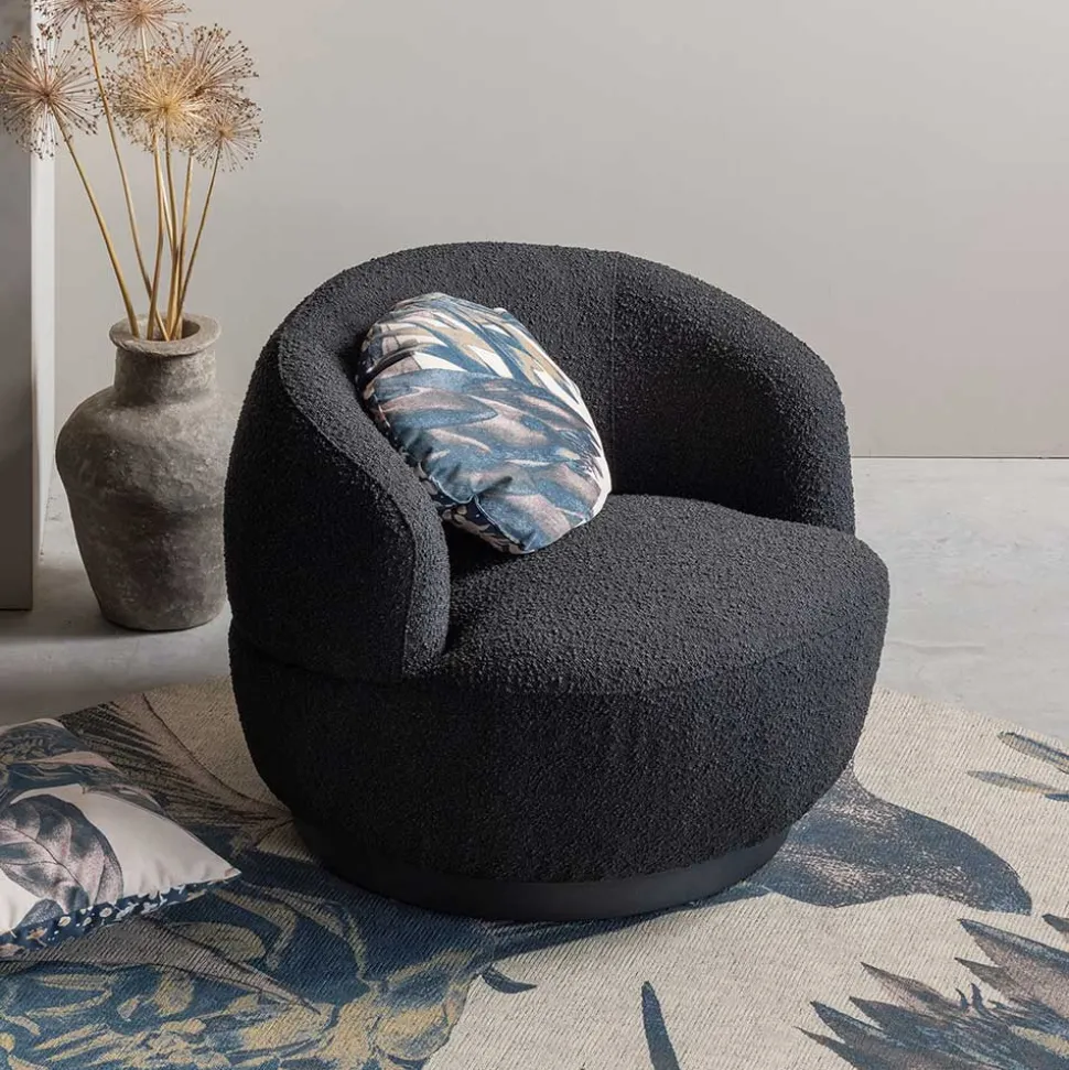 Retro Design Sessel aus Boucle Stoff - Fronco