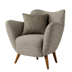 Retro Designsessel in Beige und Braun gemustert - Regiovs