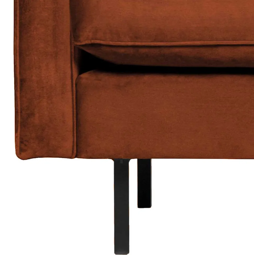 Retro Designsessel in Rost Braun Samt - Naryon