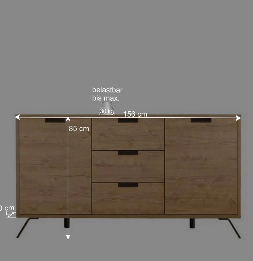 Retro Esszimmer Einrichtung in Eiche - Rodonda (dreiteilig)