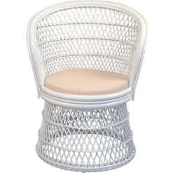 Retro Geflechtsessel aus Rattan in Weiß - Marcello