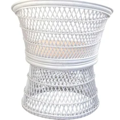 Retro Geflechtsessel aus Rattan in Weiß - Marcello