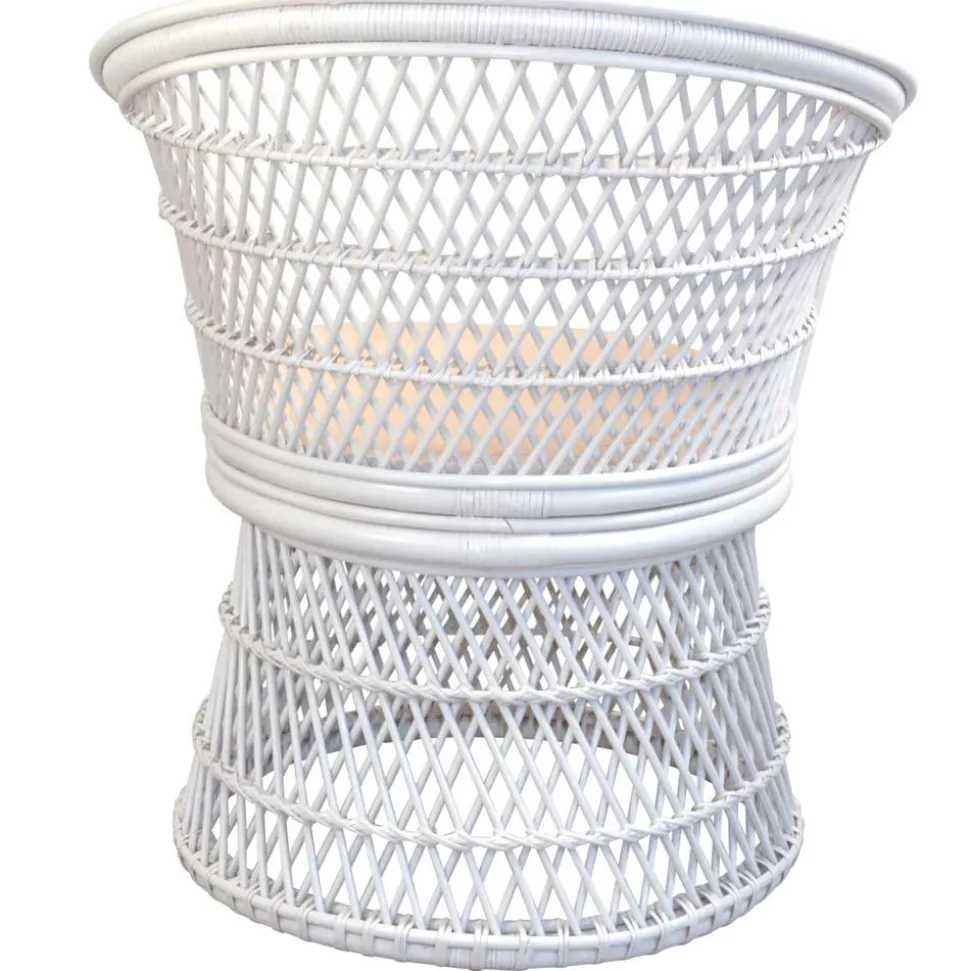 Retro Geflechtsessel aus Rattan in Weiß - Marcello