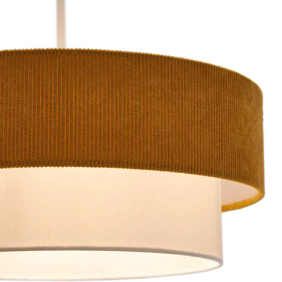 Retro Hängeleuchte in Senfgelb Cord - Dunedin