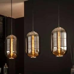 Retro Hängeleuchte mit Glas Schirmen in Chrom - Tornado