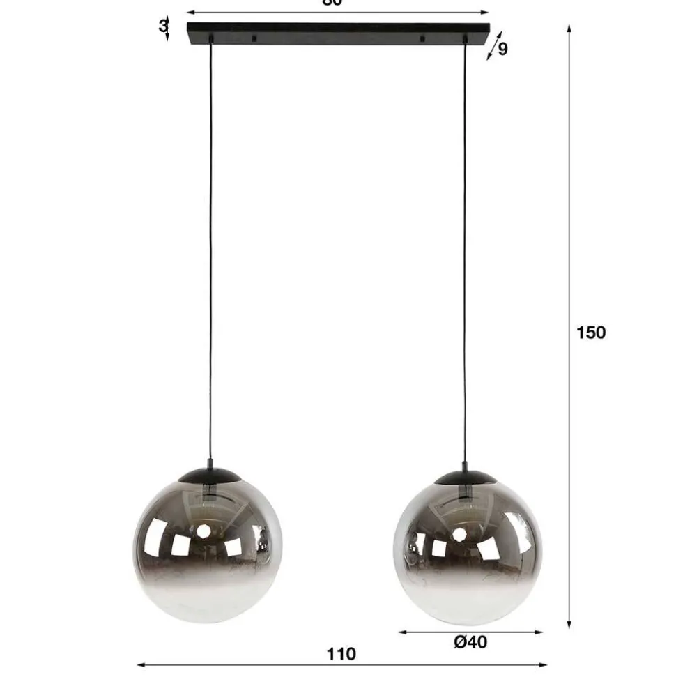Retro Hängeleuchte mit zwei Kugelschirmen - Macy