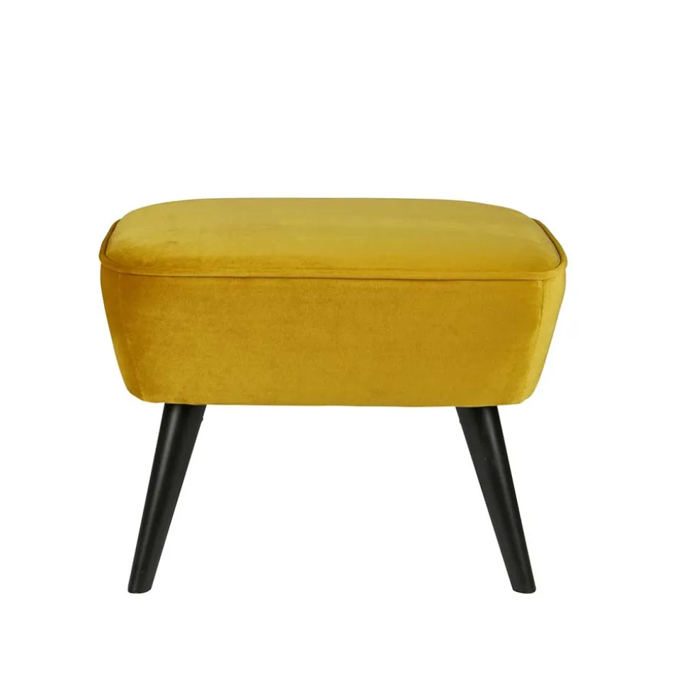 Retro Hocker Almyna in Gelb Stoff