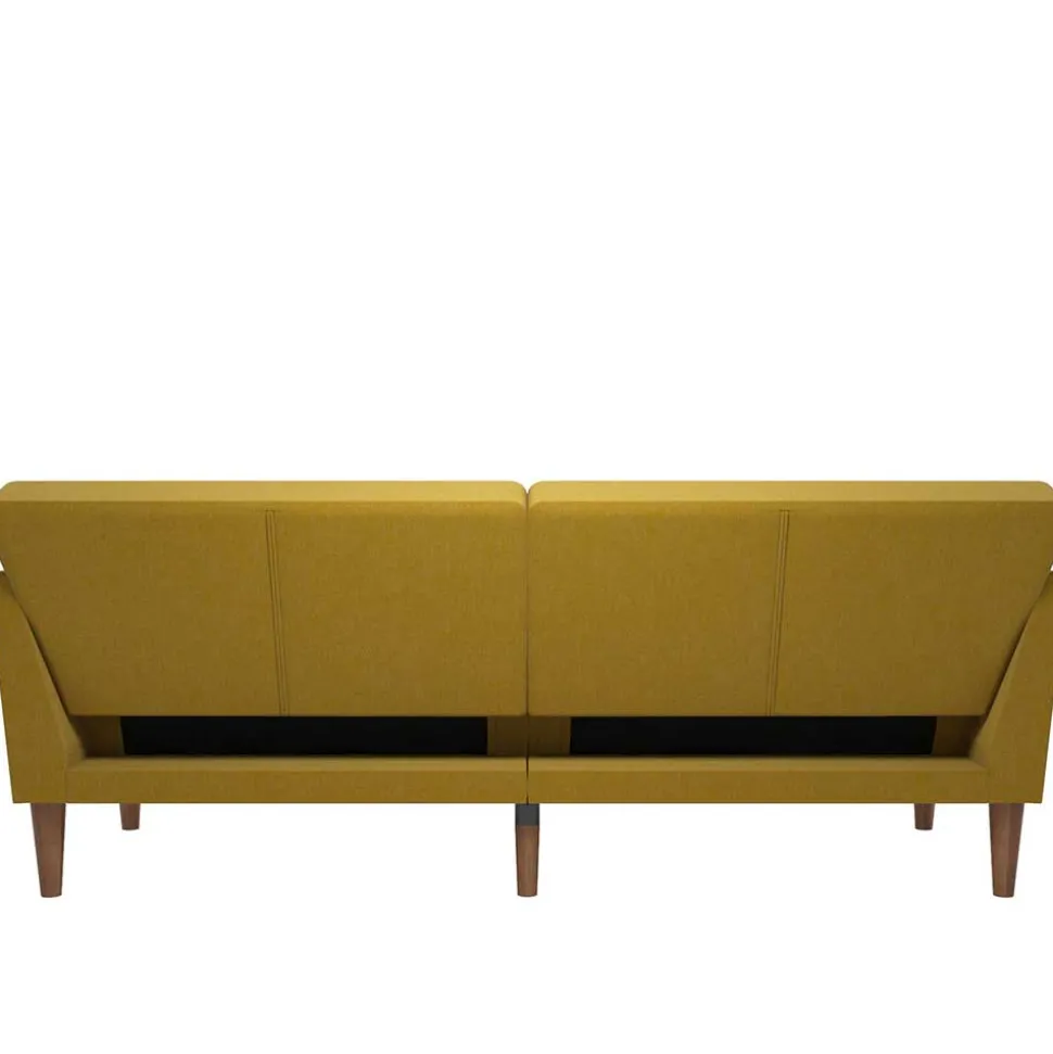 Retro Klappcouch in Senfgelb und Natur - Fiby