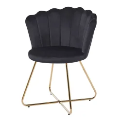 Retro Muschelstühle in Schwarz Samt - Rubins (2er Set)