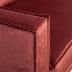 Retro Ottomane in Rotbraun Samt - Enzing