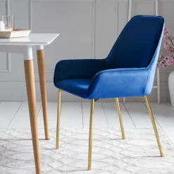 Retro Samtstühle in Blau & Gold - Angora (2er Set)