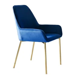 Retro Samtstühle in Blau & Gold - Angora (2er Set)