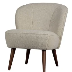 Retro Sessel aus Webplüsch in Off-White - Phinia