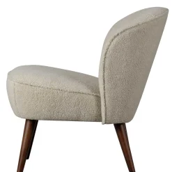 Retro Sessel aus Webplüsch in Off-White - Phinia