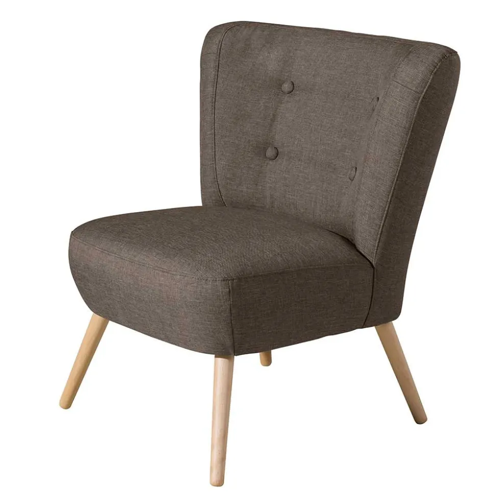 Retro Sessel in Beigegrau Stoff - Florida