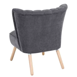 Retro Style Sessel in Anthrazit Velours - Valentino