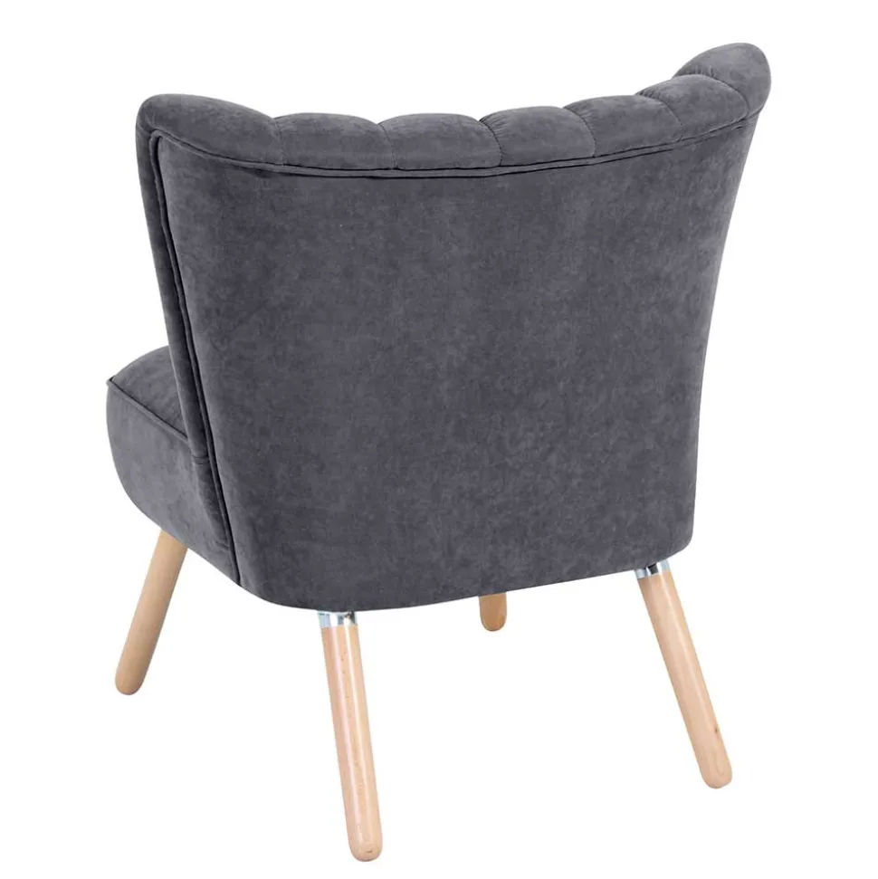 Retro Style Sessel in Anthrazit Velours - Valentino