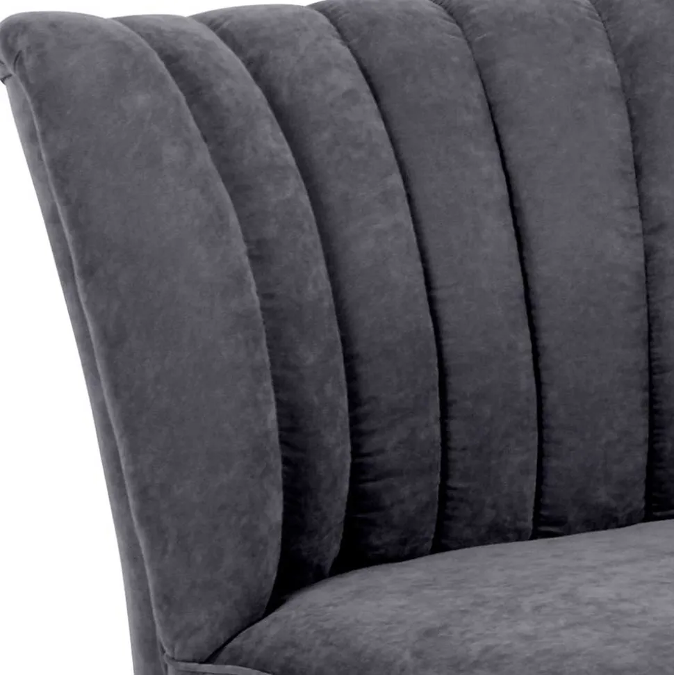 Retro Style Sessel in Anthrazit Velours - Valentino