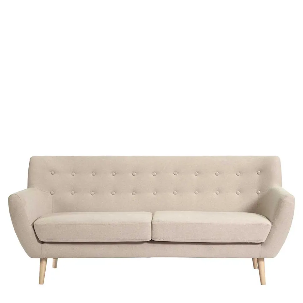 Retro Style Sofa in Beige mit Natur - Paulo