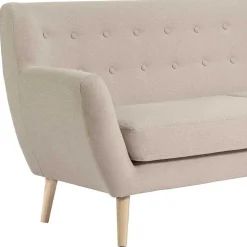 Retro Style Sofa in Beige mit Natur - Paulo