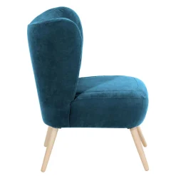 Retro Style Wohnzimmersessel in Petrol Velours - Etura