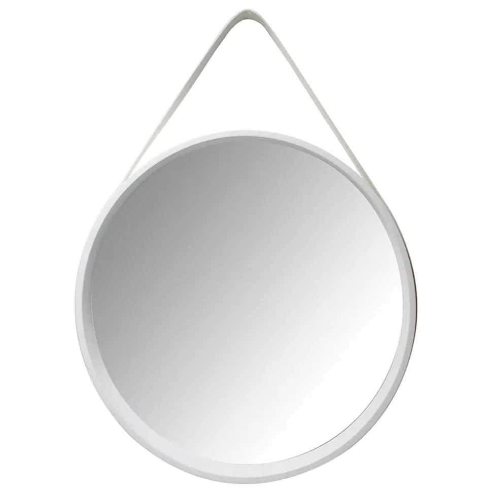 Retro Wandspiegel mit Kunstleder in Weiß - Composia