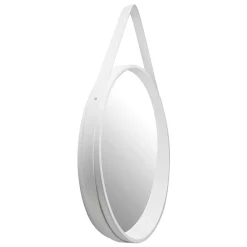 Retro Wandspiegel mit Kunstleder in Weiß - Composia