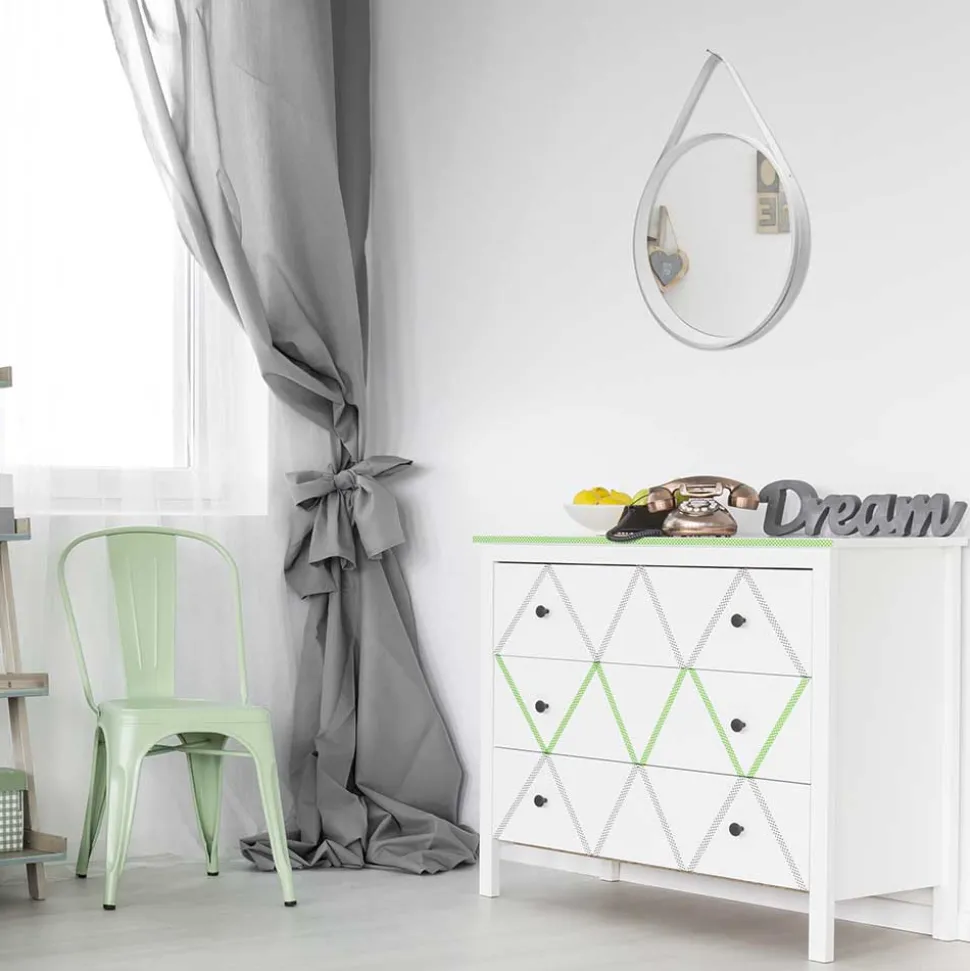 Retro Wandspiegel mit Kunstleder in Weiß - Composia