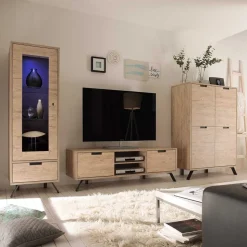 Retro Wohnwand im Eiche Dekor - Rodonda (dreiteilig)