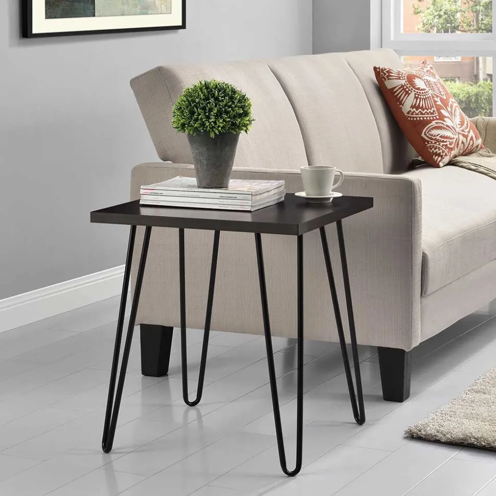 Retrodesign Beistelltisch in Eiche Optik Dunkelbraun - Braving