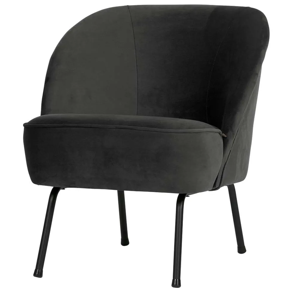 Retrosessel in Schwarz mit Samtbezug - Betty