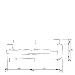 Retrosofa mit drei Sitzplätzen in Khaki - Afeiro