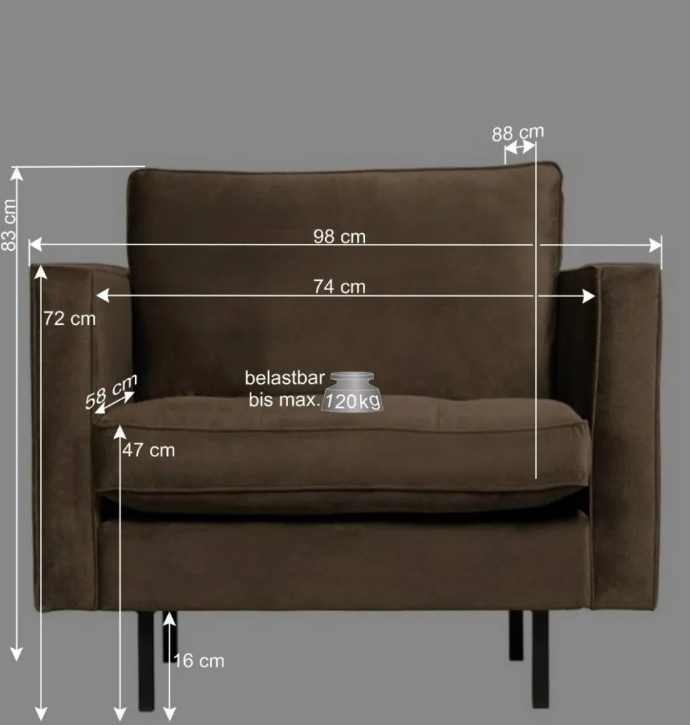 Retrostil Samtsessel in Honigfarben - Saguan I