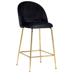 Retrostyle Barstuhl in Schwarz und Gold - Chiosma (2er Set)