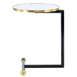 Rollbarer Anstelltisch in Weiß & Gold & Schwarz - Tonnato