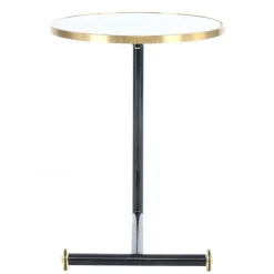 Rollbarer Anstelltisch in Weiß & Gold & Schwarz - Tonnato