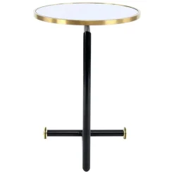 Rollbarer Anstelltisch in Weiß & Gold & Schwarz - Tonnato