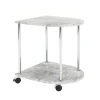 Rollbarer Beistelltisch in Beton Optik Stephanie & Chrom